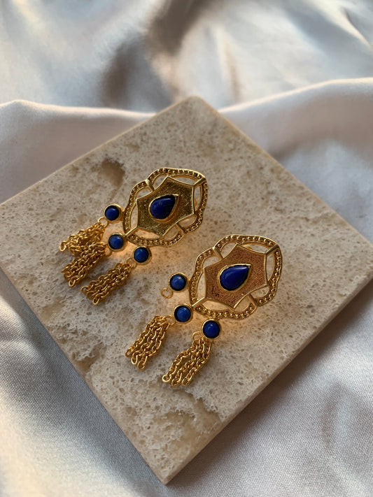 Royal Blue Stone Indian Earrings: Exquisite Handcrafted Elegance